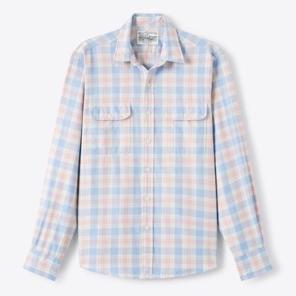 $165 Proper Cloth California Plaid Shirt XL Blue Rose Faded Cotton Long Sleeve - Picture 6 of 8